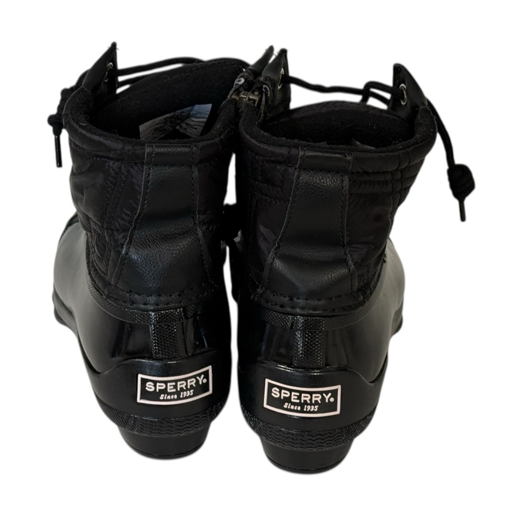 Sperry Women’s Duck Boots Syren Gulf Saltwater Black Quilted Zipper Rubber 5.5M - Picture 4 of 8